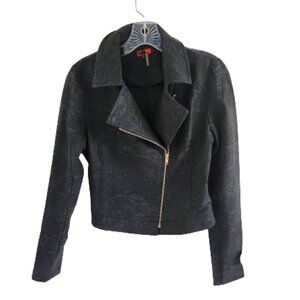 HL Women's Zipper Moto Jacket Black Brocade size M